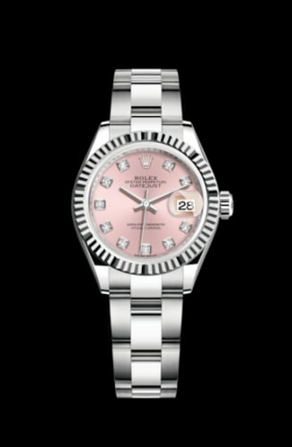 Rolex Lady-Datejust 28 Stainless Steel Fluted / Pink - Diamond / Oyster