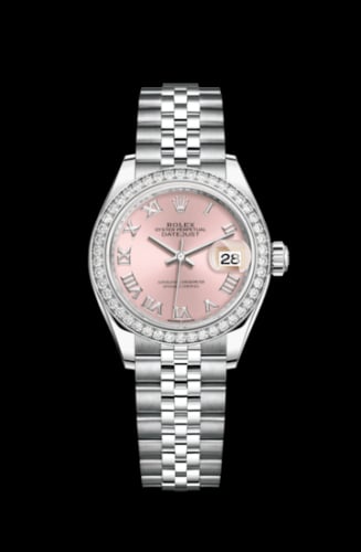 Rolex Lady-Datejust 28 Stainless Steel / Diamond / Pink - Roman / Jubilee