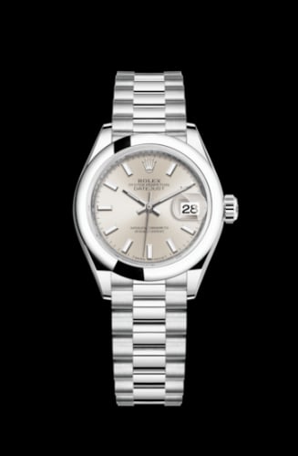 Rolex Lady-Datejust 28 Platinum Domed / President / Silver