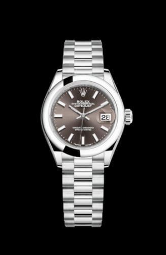 Rolex Lady-Datejust 28 Platinum Domed / President / Dark Grey