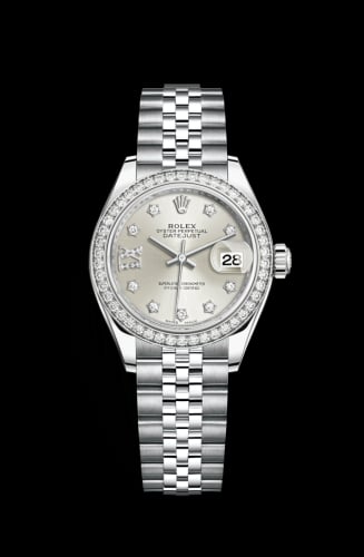 Rolex Lady-Datejust 28 Stainless Steel / Diamond / Silver - Diamond / Jubilee