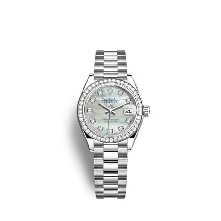 Rolex Lady-Datejust 28 White Gold - Diamond / President / MOP