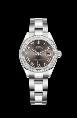 Rolex Lady-Datejust 28 Stainless Steel / Diamond / Grey - Roman / Oyster