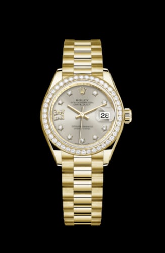 Rolex Lady-Datejust 28 Yellow Gold Diamond / President / Silver Diamond