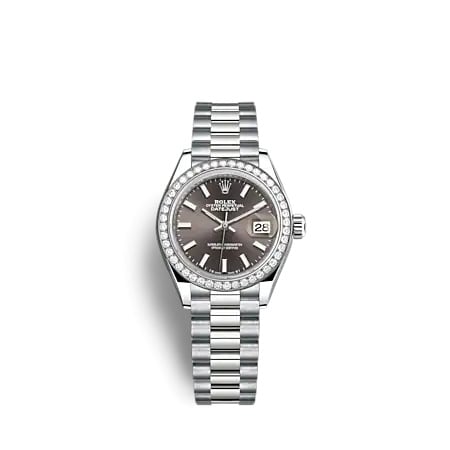 Rolex Lady-Datejust 28 White Gold - Diamond / President / Grey