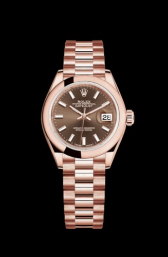 Rolex Lady-Datejust 28 Everose Domed / President / Chocolate