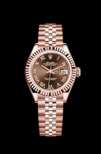 Rolex Lady-Datejust 28 Everose Fluted / Jubilee / Chocolate Roman