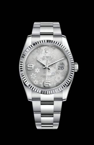 Rolex Datejust 36 Stainless Steel Fluted / Oyster / Silver Floral