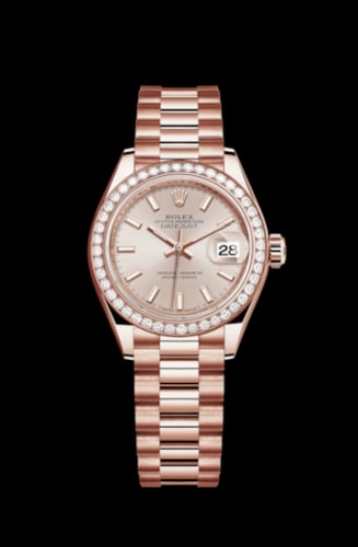 Rolex Lady-Datejust 28 Everose Diamond / President / Sundust