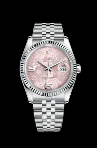 Rolex Datejust 36 Stainless Steel Fluted / Jubilee / Pink Floral
