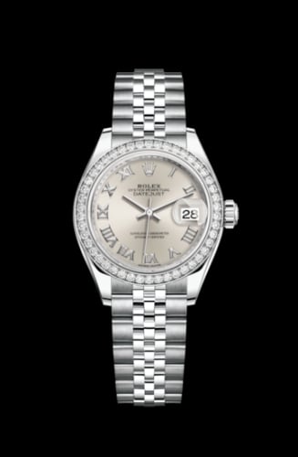 Rolex Lady-Datejust 28 Stainless Steel / Diamond / Silver - Roman / Jubilee