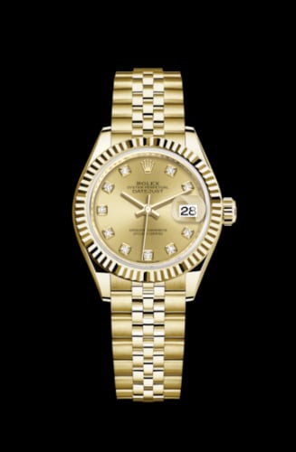 Rolex Lady-Datejust 28 Yellow Gold Fluted / Jubilee / Champagne Diamond