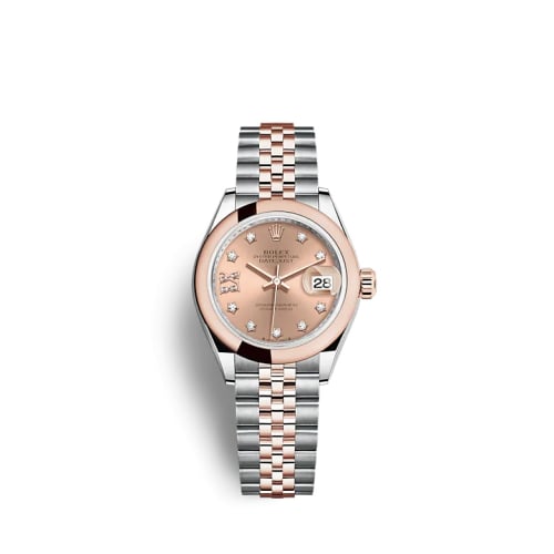 Rolex Lady-Datejust 28 Stainless Steel / Rose Gold / Domed / Rose - Diamond / Jubilee