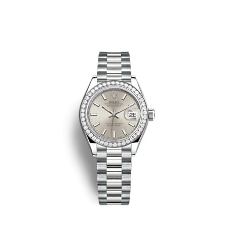 Rolex Lady-Datejust 28 White Gold - Diamond / President / Silver
