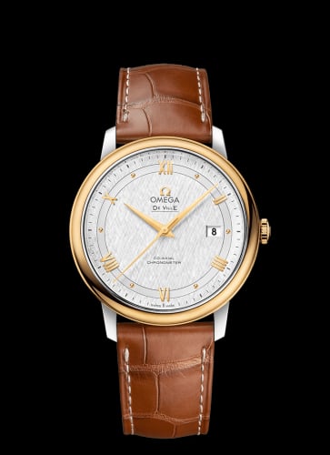 Omega De Ville Prestige Co-Axial 39.5 Stainless Steel / Yellow Gold / Vintage Silk Silver