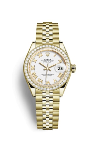 Rolex Lady-Datejust 28 Yellow Gold Diamond / President / White Roman