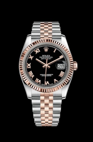 Rolex Datejust 36 Rolesor Everose Fluted / Jubilee / Black Roman