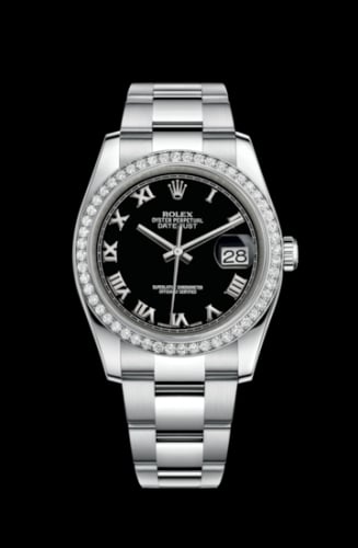 Rolex Datejust 36 Stainless Steel Diamond / Oyster / Black Roman
