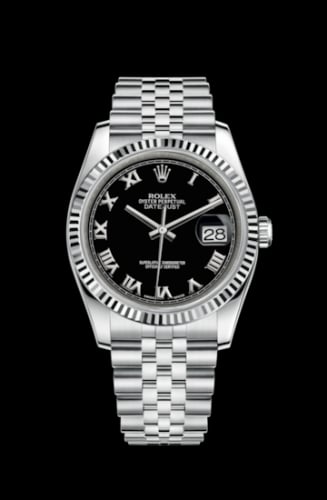 Rolex Datejust 36 Stainless Steel Fluted / Jubilee / Black Roman
