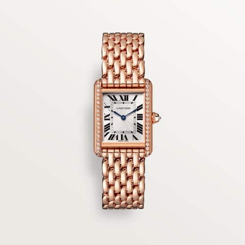 Cartier Tank Louis Cartier Small Manual Rose Gold - Diamond / Silver / Bracelet