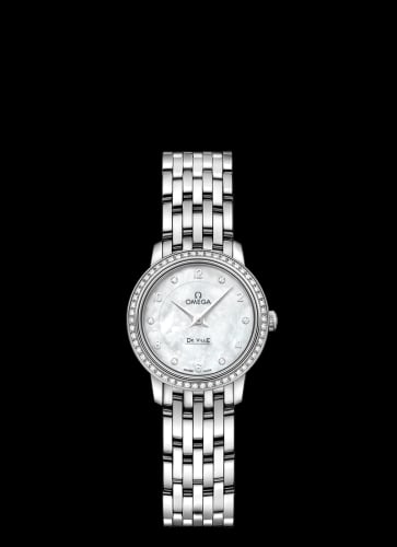 Omega De Ville Prestige Quartz Ladies 24.5 White Gold Diamond / MOP / Bracelet