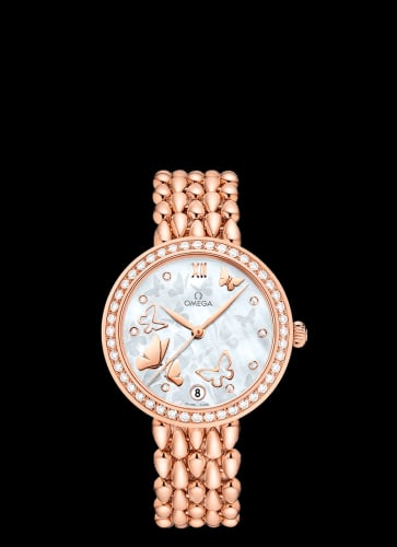 Omega De Ville Prestige Dewdrop Co-Axial 32.7 Red Gold / MOP Butterfly / Diamond / Bracelet