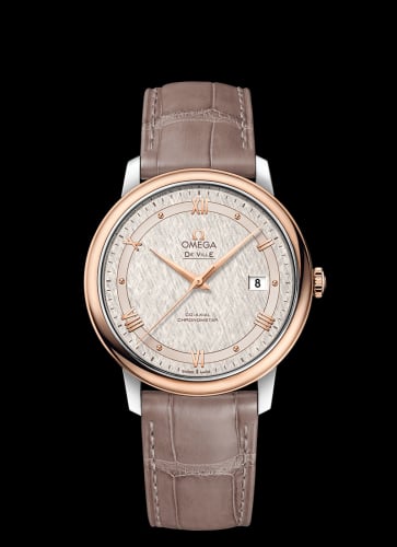 Omega De Ville Prestige Co-Axial 39.5 Stainless Steel / Red Gold / Vintage Silver Silk