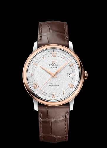 Omega De Ville Prestige Co-Axial 39.5 Stainless Steel / Red Gold / Vintage Silk Silver