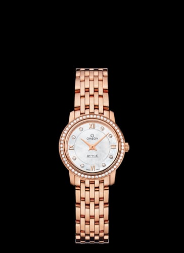 Omega De Ville Prestige Quartz Ladies 24.5 Red Gold Diamond / MOP / Bracelet