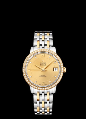 Omega De Ville Prestige Co-Axial 32.7 Stainless Steel / Yellow Gold / Diamond / Champagne / Bracelet