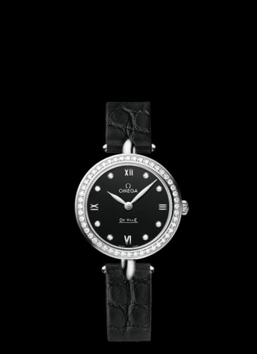 Omega De Ville Prestige Dewdrop Quartz 27.4 Stainless Steel / Black / Diamond