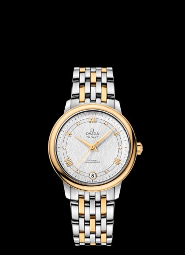 Omega De Ville Prestige Co-Axial 32.7 Stainless Steel / Yellow Gold / Vintage Silver Silk / Bracelet