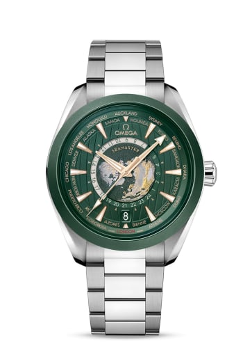 Omega Seamaster Aqua Terra 150M Master Chronometer 43 Worldtimer Stainless Steel - Ceramic / Green / Bracelet