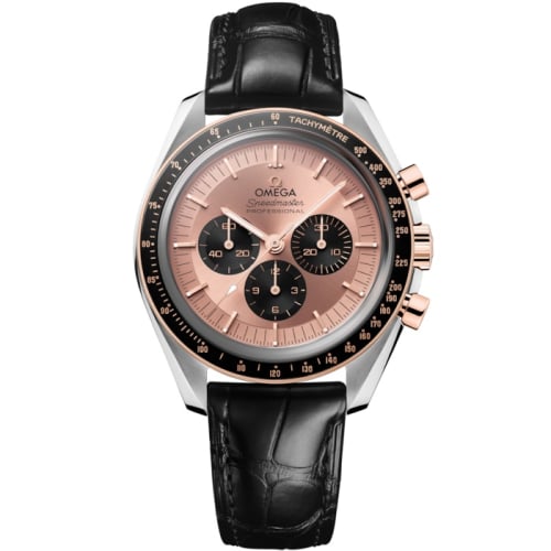 Omega Speedmaster Professional Moonwatch 3861 Stainless Steel - Sedna Gold / Pink / Alligator