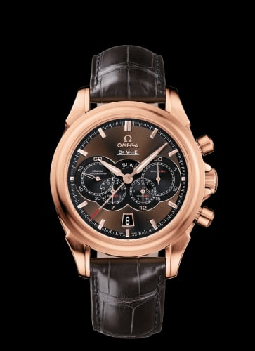 Omega De Ville Co-Axial 41 Chronograph 4 Counters Red Gold / Brown / Alligator
