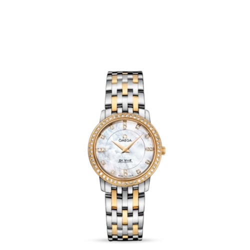Omega De Ville Prestige Quartz 27 Stainless Steel / Yellow Gold / Diamond / MOP / Bracelet