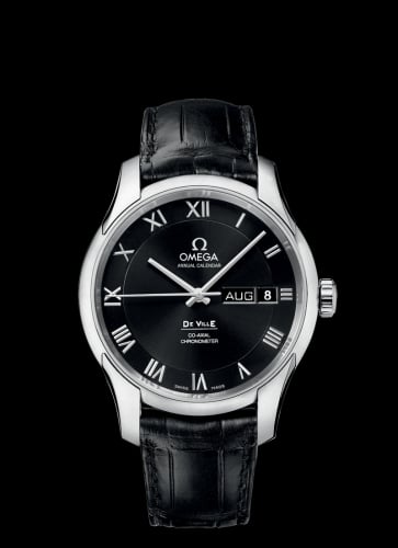 Omega De Ville Co-Axial Annual Calendar Stainless Steel / Black / Alligator