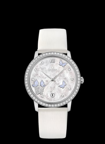 Omega De Ville Prestige Co-Axial 36.8 White Gold / MOP Butterfly / Diamond