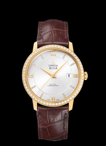 Omega De Ville Prestige Co-Axial 39.5 Yellow Gold / Silver / Diamond