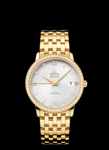 Omega De Ville Prestige Co-Axial 36.8 Yellow Gold / Silver / Diamond / Bracelet