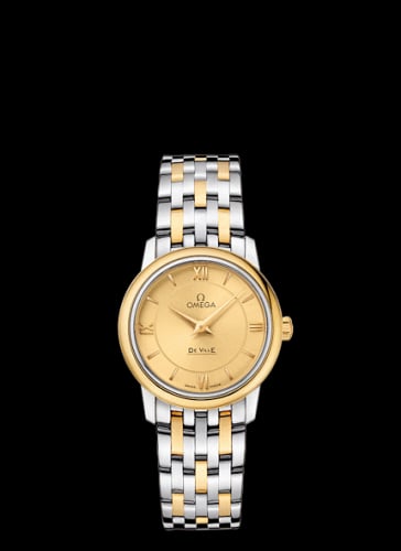 Omega De Ville Prestige Quartz 27.4 Stainless Steel / Yellow Gold / Champagne / Bracelet