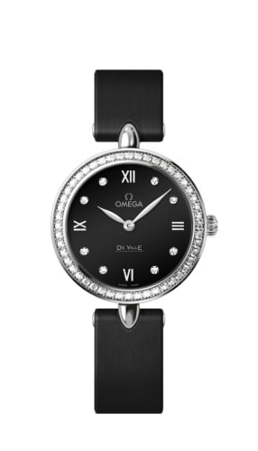 Omega De Ville Prestige Dewdrop Quartz 27.4 Stainless Steel / Black / Diamond