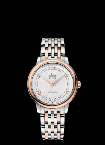 Omega De Ville Prestige Co-Axial 32.7 Stainless Steel / Red Gold / Vintage Silk Silver / Bracelet