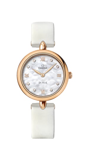 Omega De Ville Prestige Dewdrop Quartz 27.4 Red Gold / White MOP