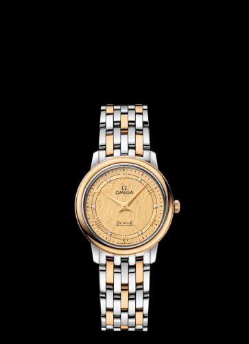 Omega De Ville Prestige Quartz 27.4 Stainless Steel / Yellow Gold / Vintage Champagne Silk / Bracelet