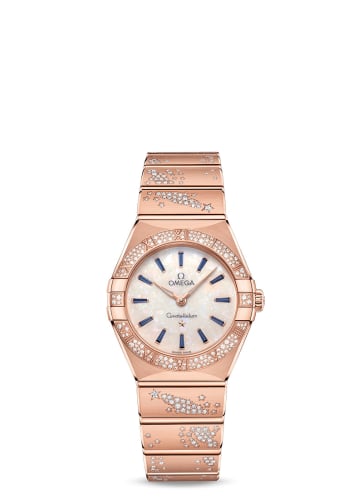 Omega Constellation Manhattan 28 Quartz Sedna Gold / MOP - Sapphire / Diamond