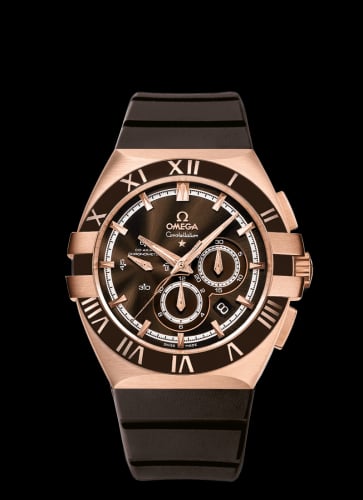 Omega Constellation Co-Axial 41 Chronograph Double Eagle Red Gold / Brown / Rubber