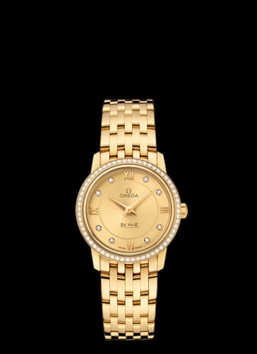 Omega De Ville Prestige Quartz 27.4 Yellow Gold / Champagne-Diamond / Bracelet
