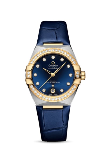 Omega Master Chronometer 36 Stainless Steel / Yellow Gold / Diamond / Blue / Strap