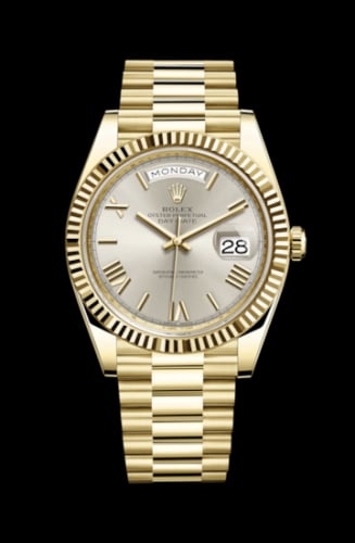 Rolex Day-Date 40 Yellow Gold - Fluted / Silver - Roman